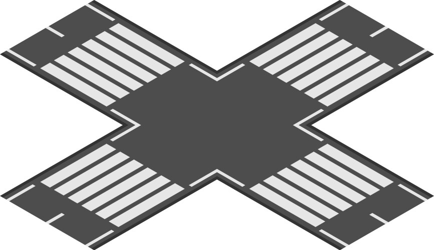 Four crosswalks and roads intersecting in an x vector image