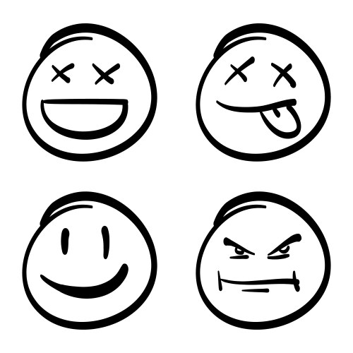 doodle set emoticons emoji character vector image