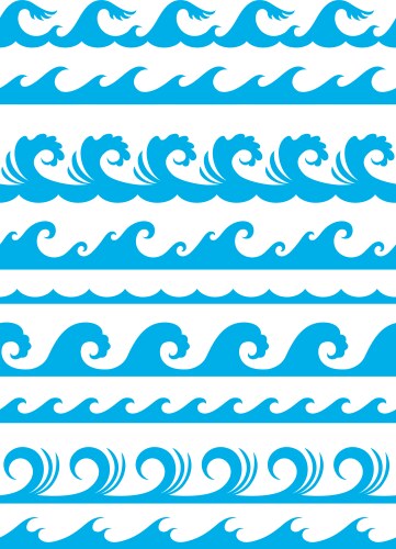 Seamless ocean wave set vector image