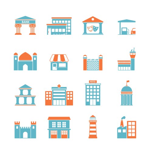 government buildings icons vector image