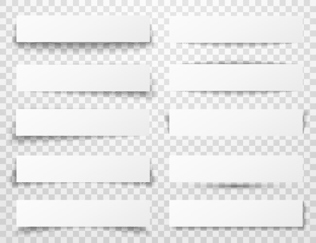 Set white horizontal paper banners vector image