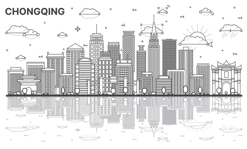 outline chongqing china city skyline with modern vector image