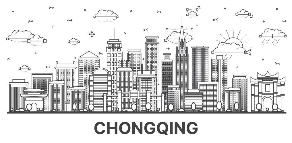 outline chongqing china city skyline with modern vector image