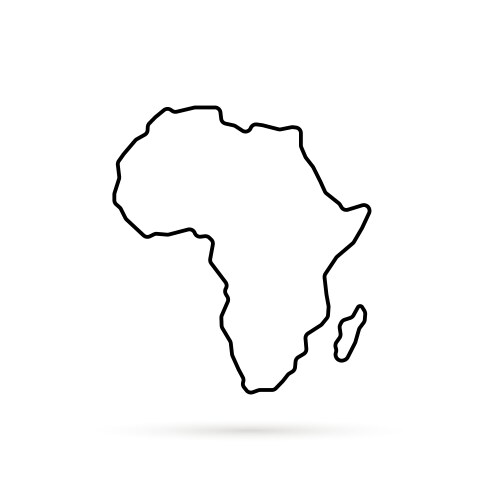 Black thin line africa map with shadow vector image