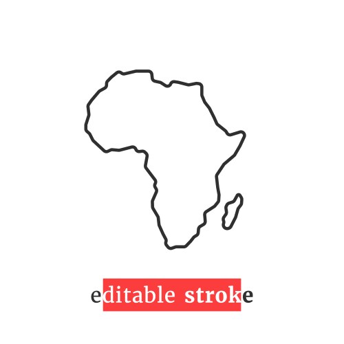 Minimal editable stroke africa map icon vector image