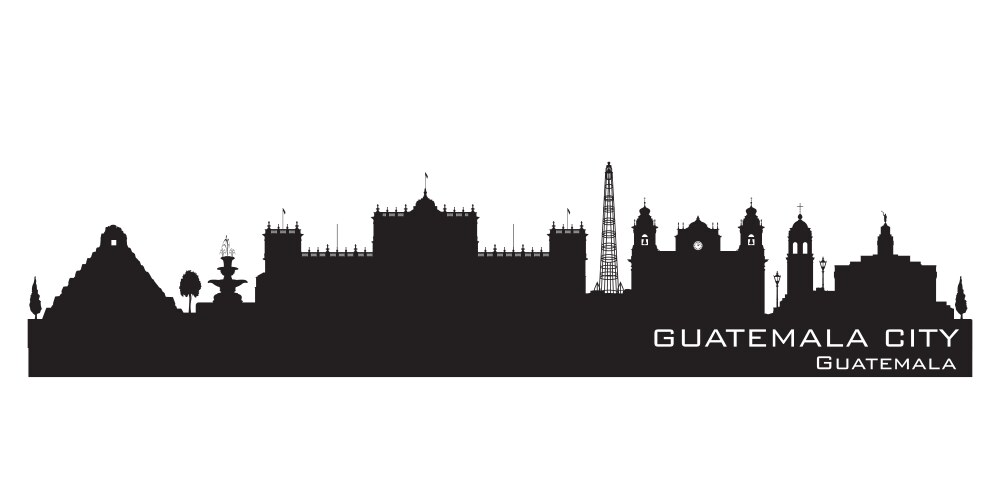 guatemala city skyline silhouette vector image