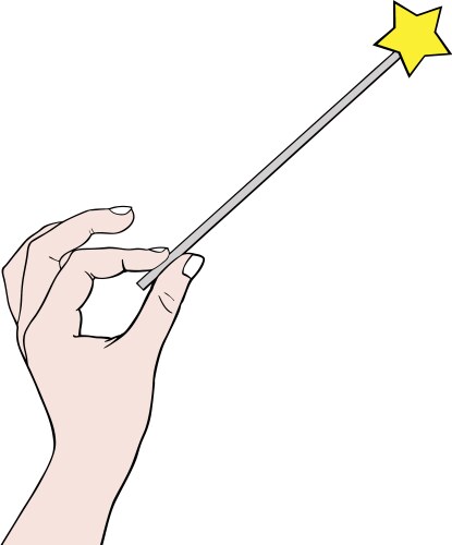 Hand holding magic wand vector image