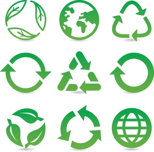 Collection with recycle signs vector image