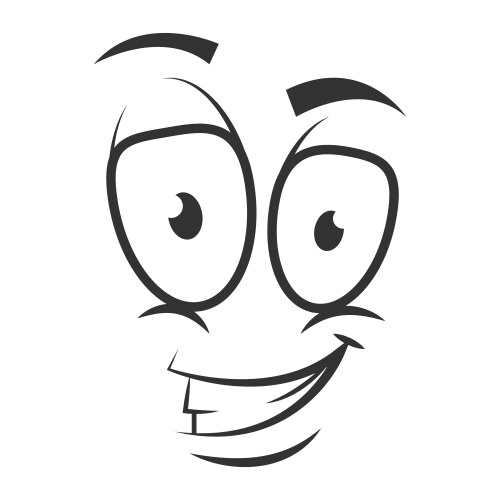 Simple joyful cartoon colorless face happy vector image