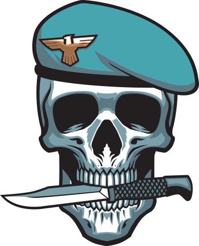 Military skull bite a dagger vector image