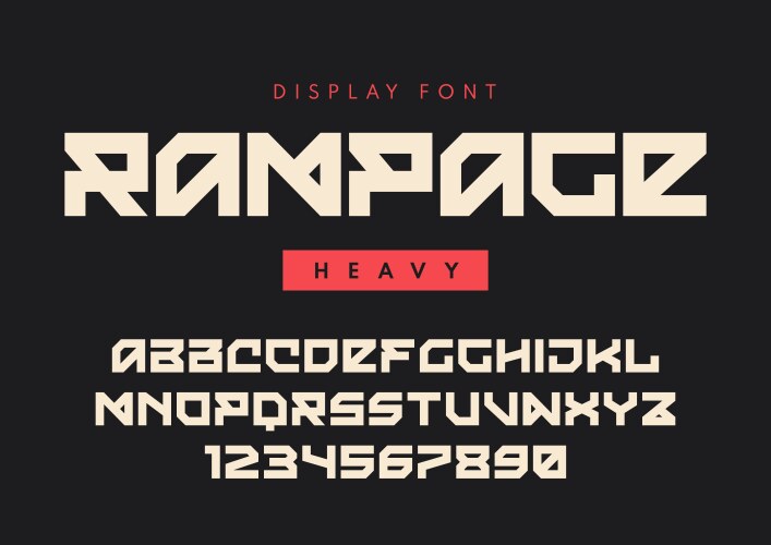 Modern heavy display font named rampage vector image