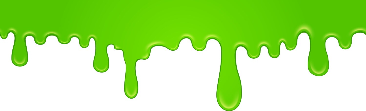 Bright green slime dripping down on a white vector image