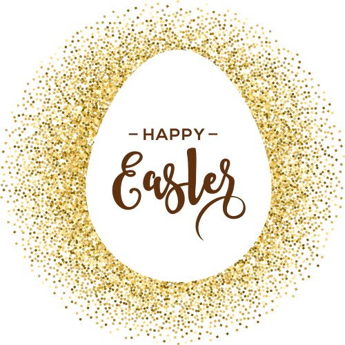 Happy easter greeting card with gold egg vector image