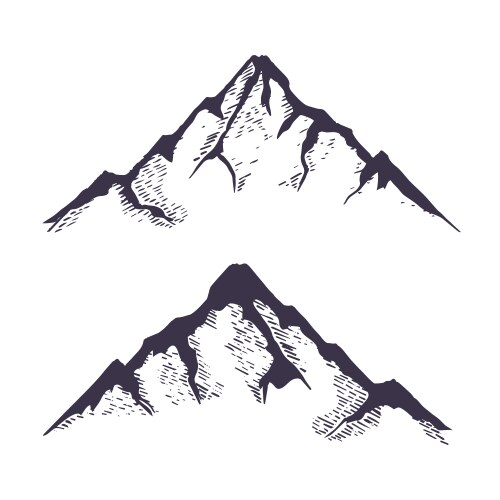 Mountains set hand drawn rocky peaks vector image