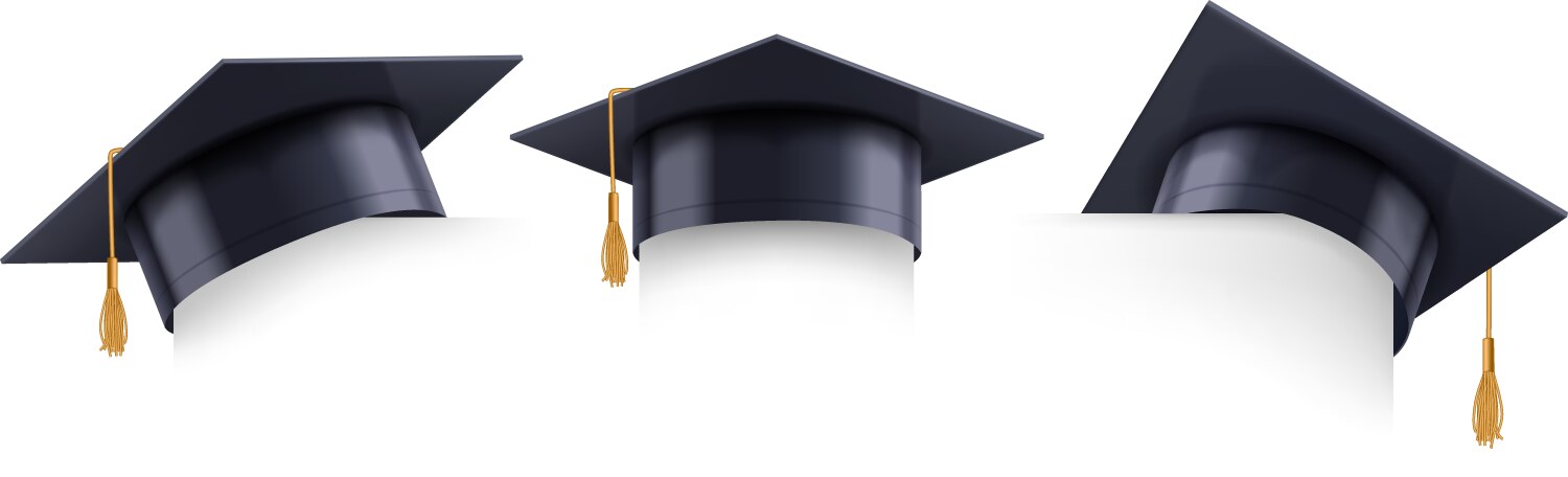 Graduation cap corner graduate student hat border vector image