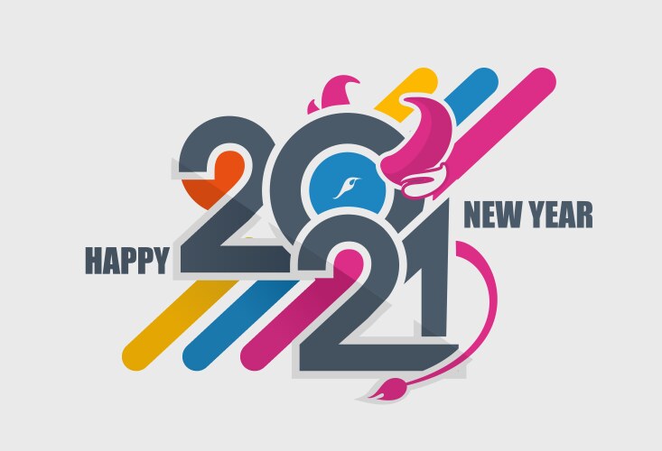 2021 symbol year bull vector image