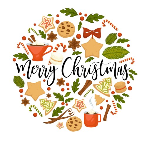 Merry christmas winter holiday symbolic images vector image