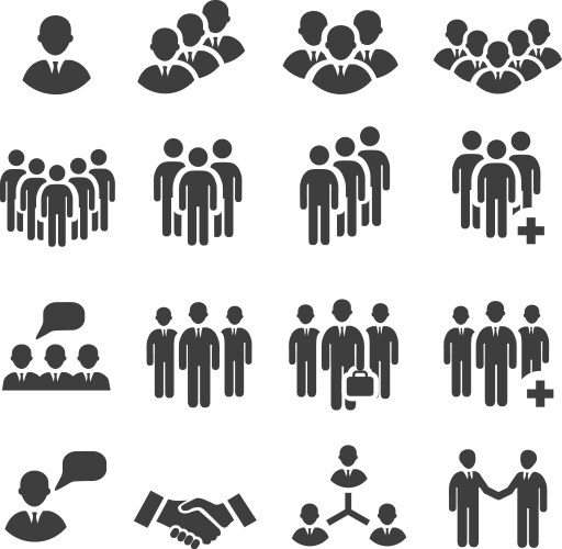 Crowd of people in team icon silhouettes vector image