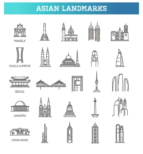 asian landmarks vector image