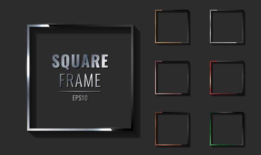 Set square metallic border frame silver vector image