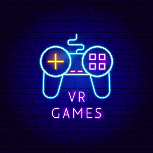 Vr games neon label vector image