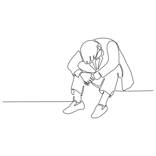 Continuous line boss sitting looking down dizzy vector image