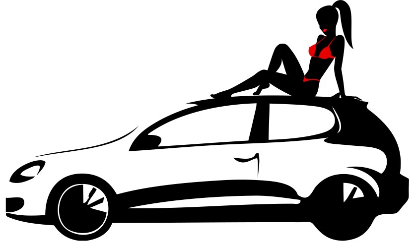 Girl on car vector image