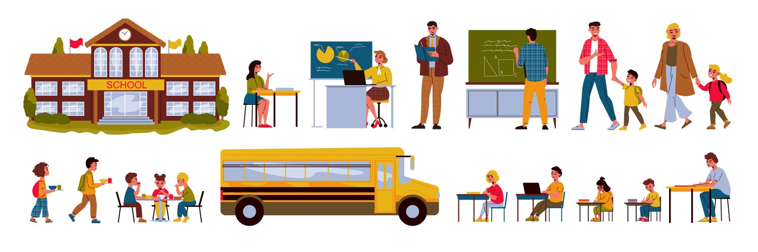 school and study set vector image