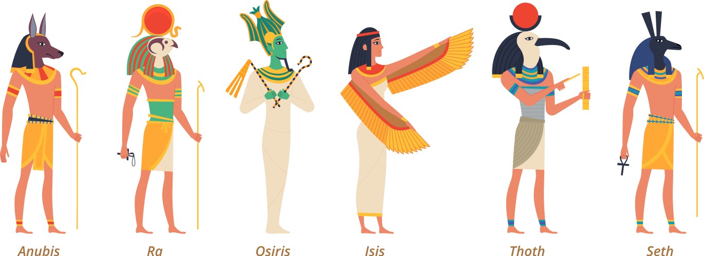 Egypt gods ancient authentic characters fairytale vector image