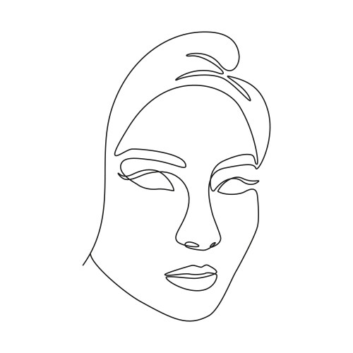 Woman face in single line art style vector image