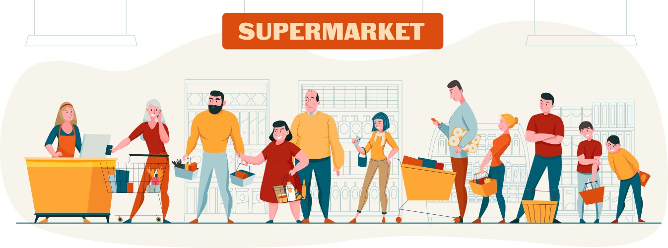 Supermarket horizontal composition vector image