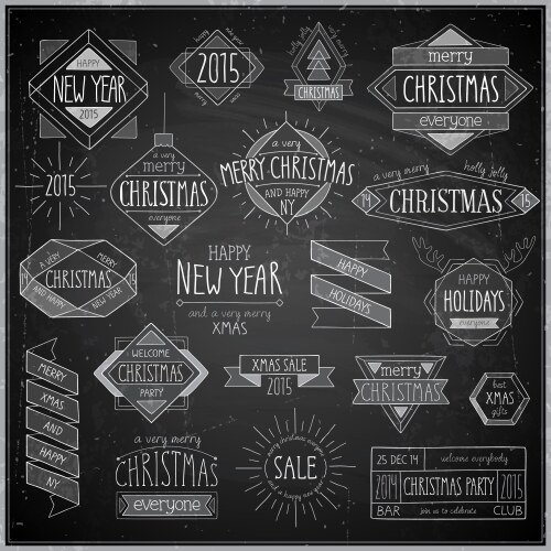 hip xmas emblems chalkboard vector image