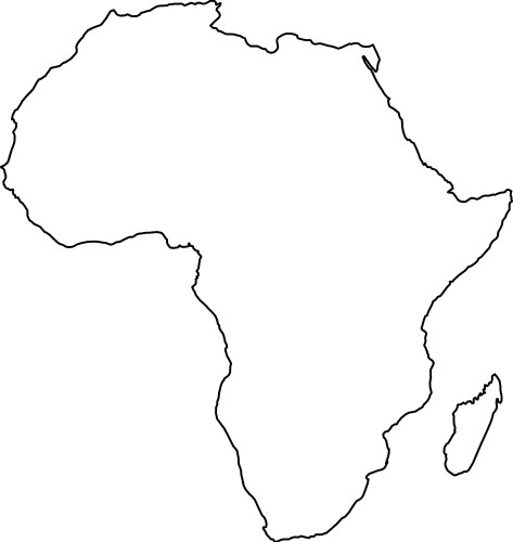 Africa map from black contour curves lines vector image