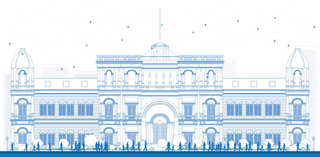 Outline university or college building vector image