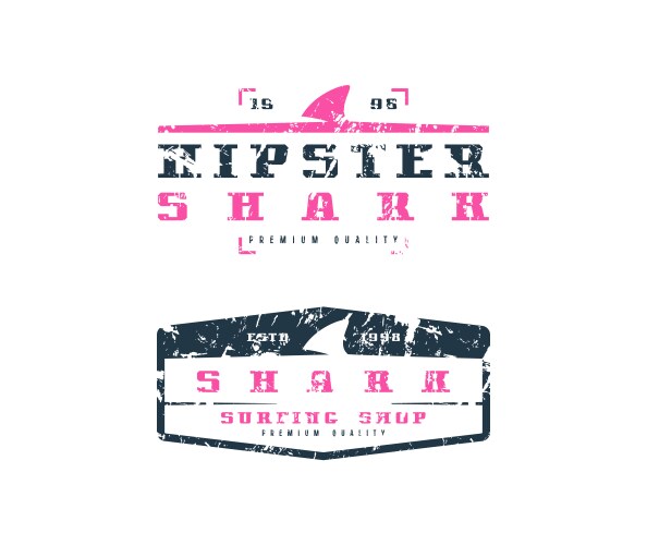 Shark fin emblems graphic design for t-shirt vector image