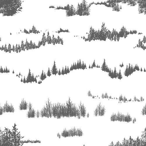 Seamless pattern with hand drawn woodland trees vector image