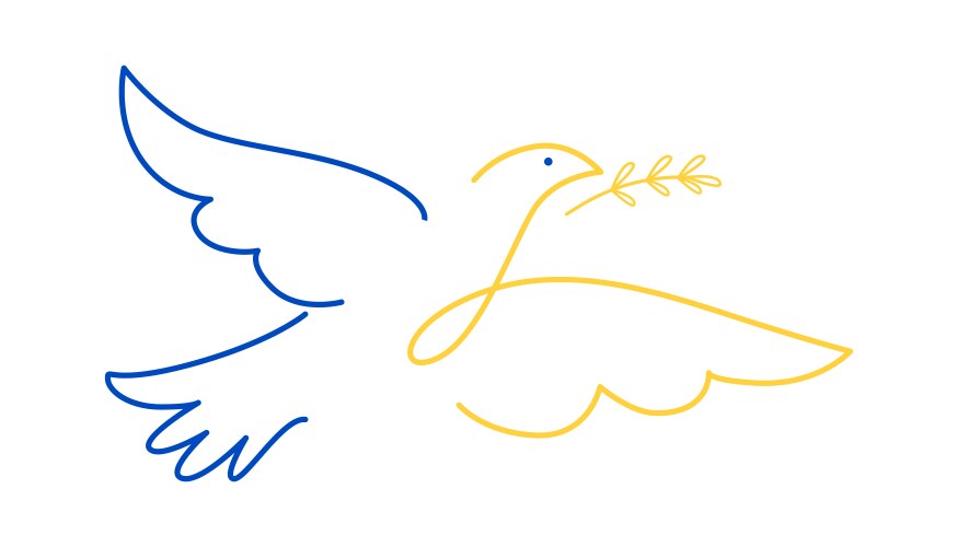 a linear dove in the colors of ukrainian flag vector image