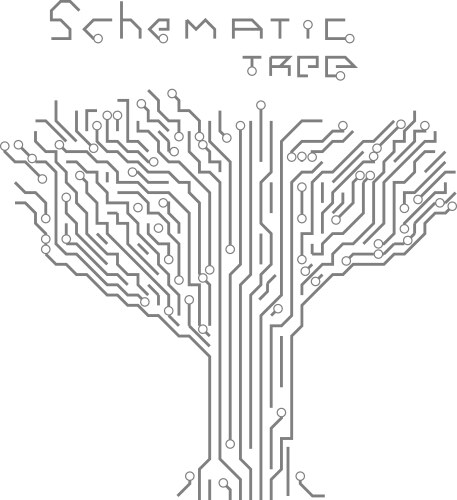 Circuit board pattern in the shape of tree vector image