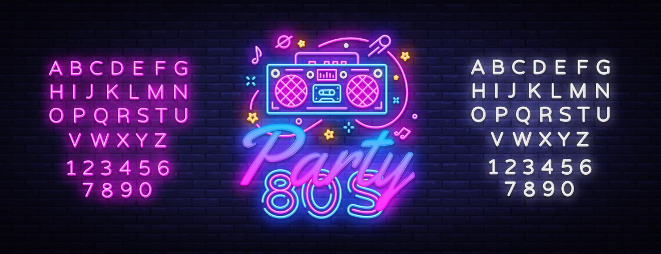 80s party neon sign back vector image