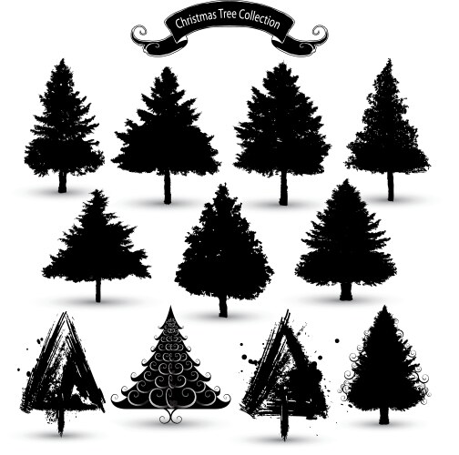 Christmas tree silhouettes vector image