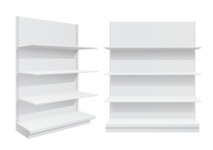 Display rack shelves for supermarket vector image