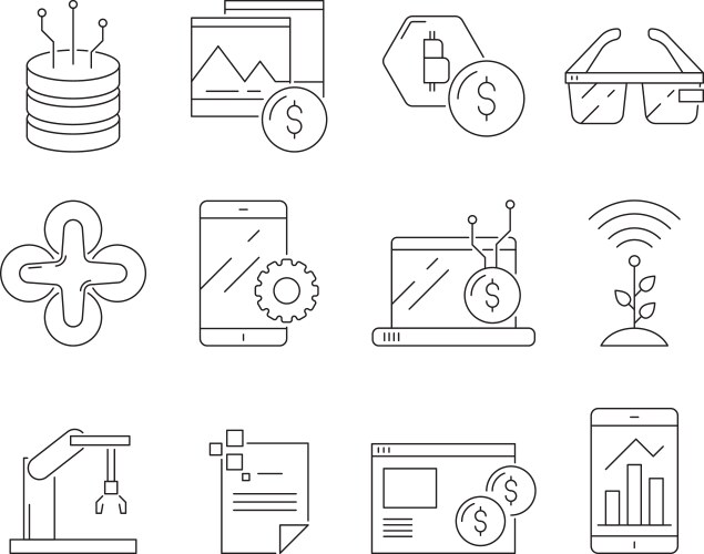 Business and technology icons software program vector image