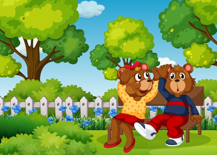 bear couple in garden vector image