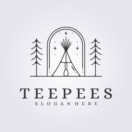 Line badge traditional teepees logo vector image