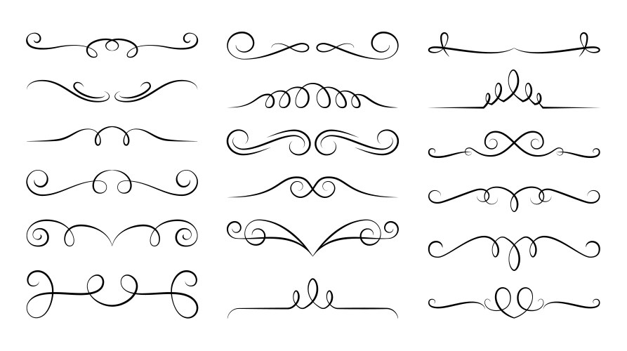 Decorative swirls dividers flourish line border vector image