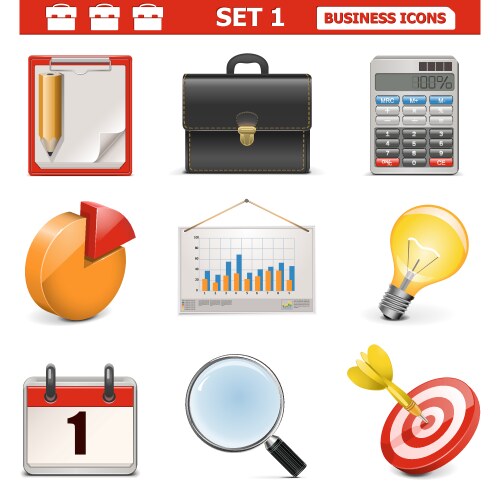 Business icons set 1 vector image