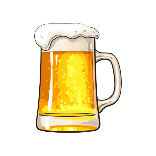 Big mug of cold beer with foam and bubbles vector image