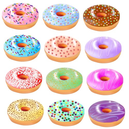 Set of colored donuts with icing vector image