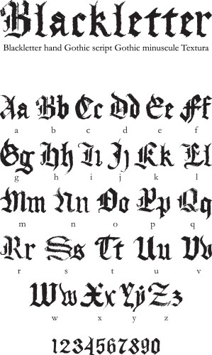 Blackletter font vector image