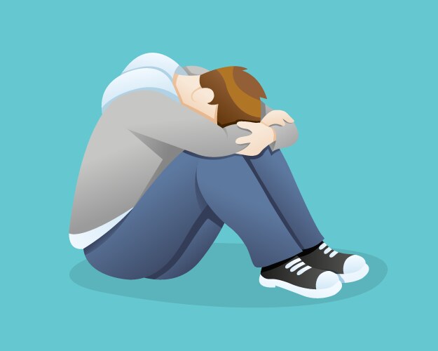 Depressed man feeling sadness vector image